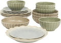 Gibson Elite Malibu Shore 16 Piece Scallop Stoneware Reactive Glaze Ceramic by GibsonHomewares