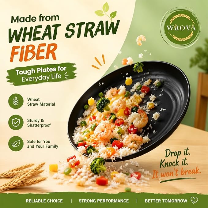 Kitchen Plates and Bowls Sets 40PCS, Wheat Straw Dinnerware Sets - Image 4