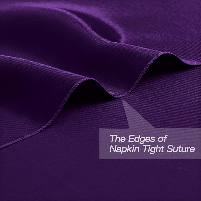 P Pothuiny 50 Pcs Purple Satin Napkins 17 x 17 Inch, Satin Cloth Napkins | - Image 3