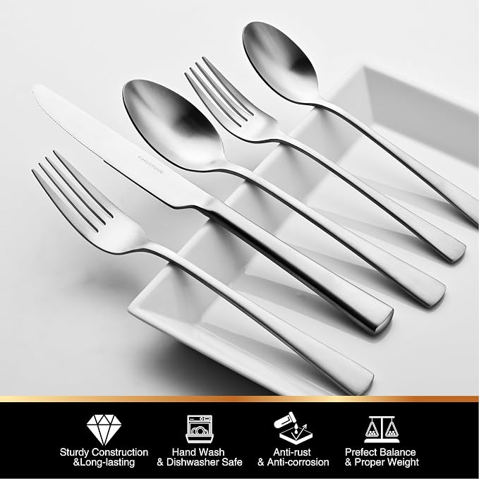 Silverware Set for 8, 40-Piece 18/10 Stainless Steel Flatware Set, Forged - Image 4
