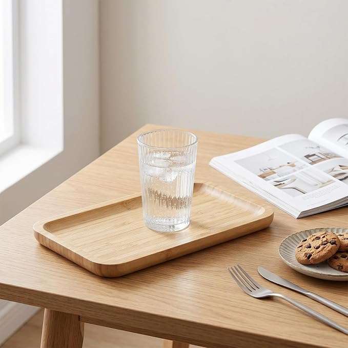 6 Pcs Bamboo Vanity Tray Set for Counter, Natural Bamboo Tray for Bathroom - Image 4