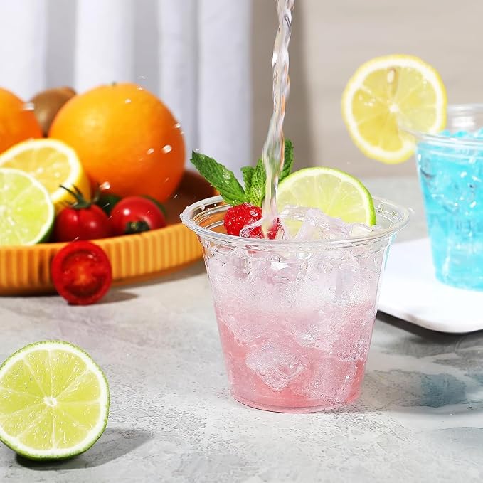BYSNOW 100 Pack 9 oz Clear Plastic Cups Disposable Plastic Wine Cups | - Image 3