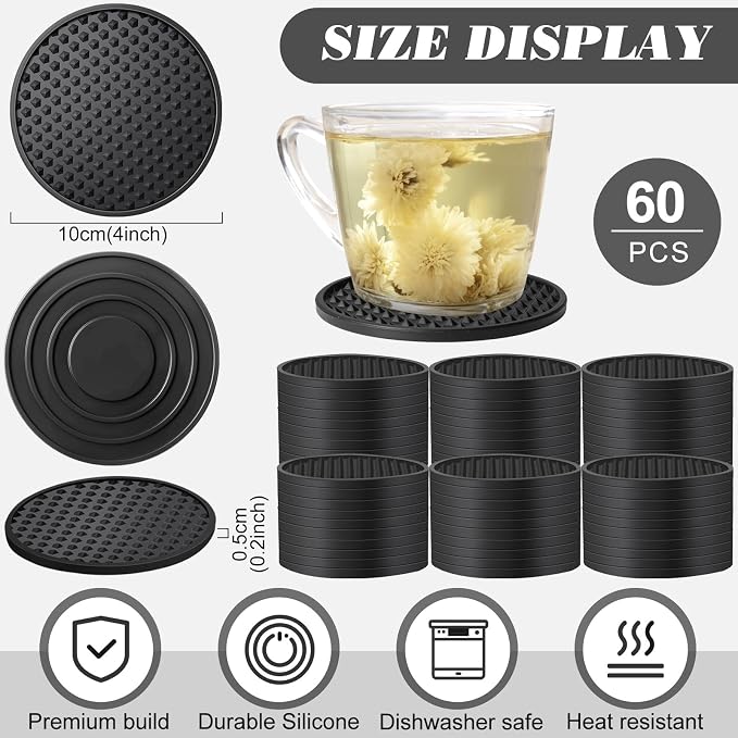 Eccliy 60 Pack Silicone Coasters - Image 2