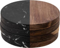 Marble Coasters: 4-Piece Set of Acacia Wood Marble Coasters, Suitable by Kitchenitemsforbeauty