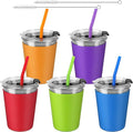 ShineMe 5Pack Kids Cups with Straws and Lids Spill Proof, 12oz Toddler Straw by ShineMe