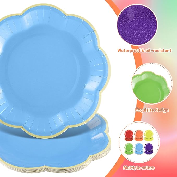 60 Pcs Colorful Paper Plates, 7 In Disposable Dessert Plates - Image 3