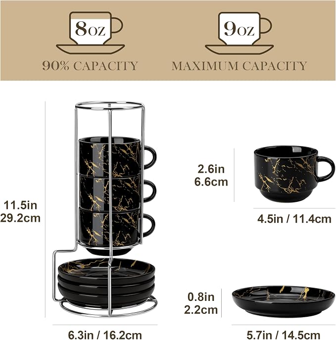 MALACASA 8 OZ Porcelain Espresso Cups - Image 2