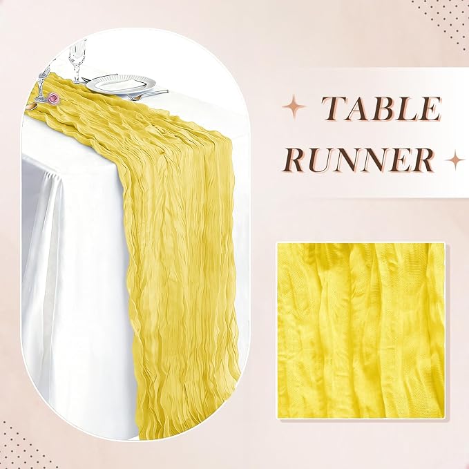 10 Pack Yellow Cheesecloth Table Runner 21 x 120 Inch Boho Gauze Sheer Table - Image 6