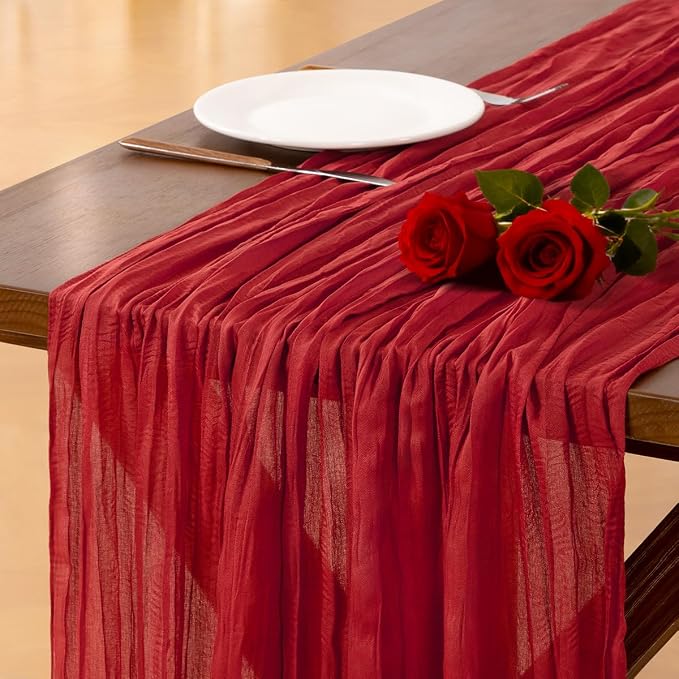 Cheesecloth Table Runner Summer Boho Wedding Birthday Party Home Decor | Red by Socomi