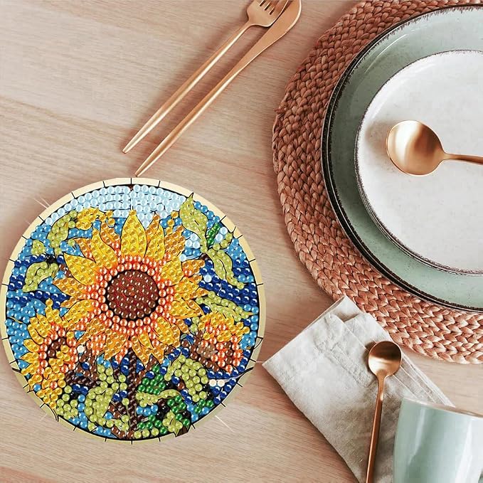 ijbnhd 8 Pcs Sunflower Diamond Art Coasters Kit Diamond Painting Coasters | - Image 7