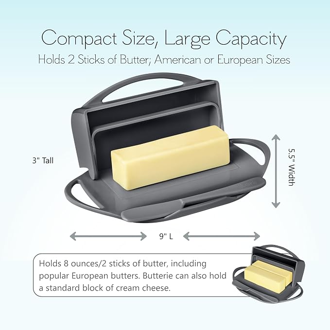 Flip Top Butter Dish with Attached Lid & Matching Knife - Image 4