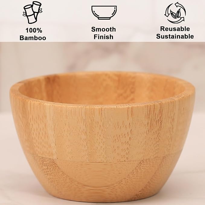Bamboo Wooden Bowls Set of 6, 3 Inch Small Serving Bowls - Image 3