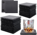 VIBRATITE 24 Pack 4 Inch Square Black Slate Drink Coasters | Laser Engraving by VIBRATITE