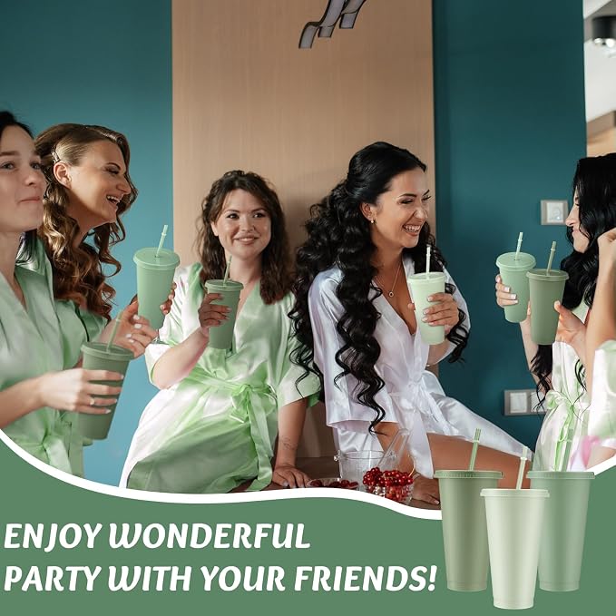 Skylety 48 Pcs Sage Green Plastic Cups - Image 4