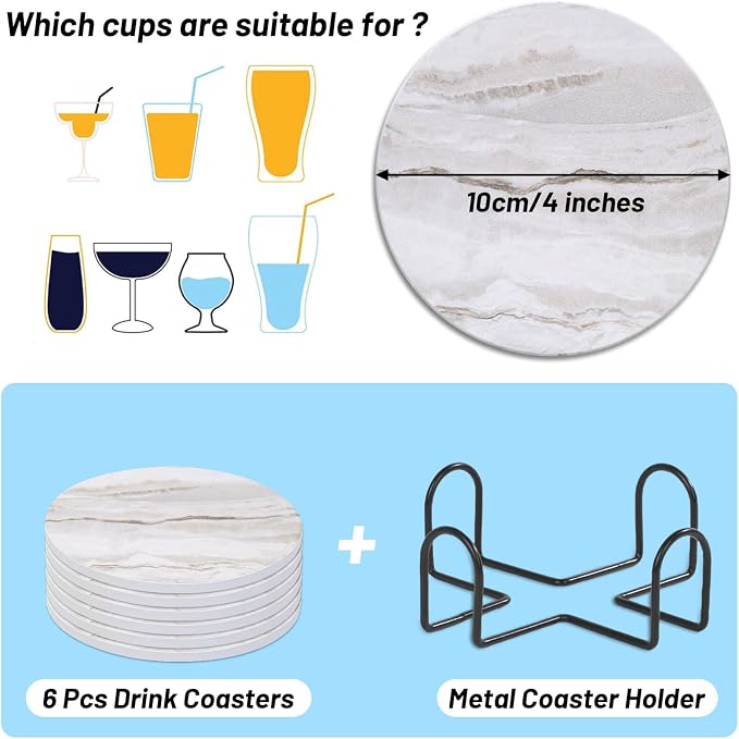 Acejoz Drink Coasters with Holder - Image 3