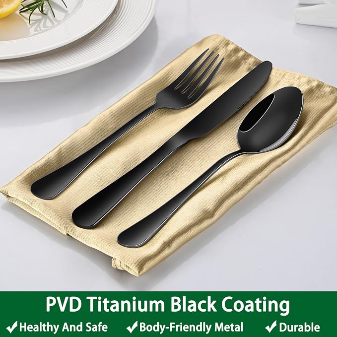24-Piece Black Silverware Set - Image 6