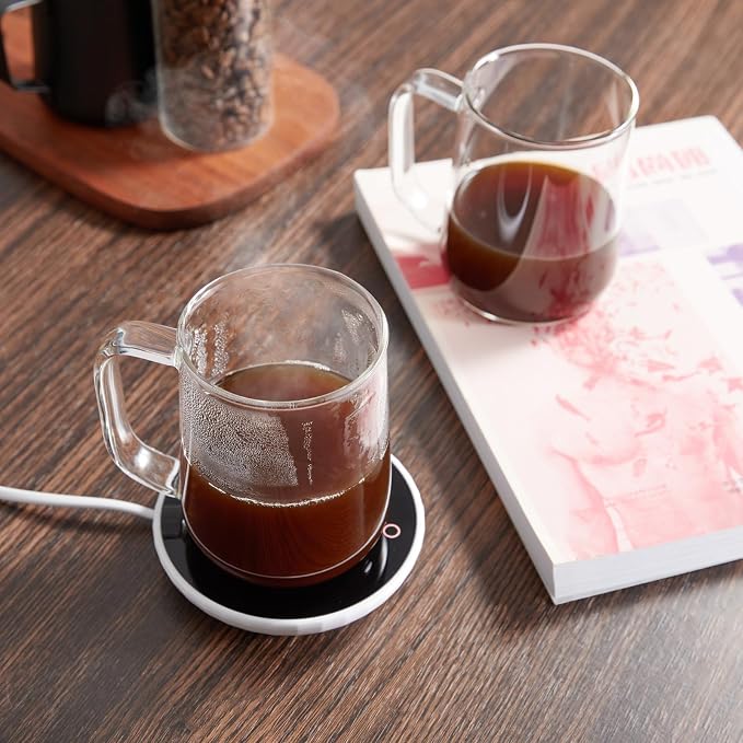 Glass Coffee Mugs, 14 oz Glass Coffee Cups Set of 2, Hot/Cold Beverages - Image 5