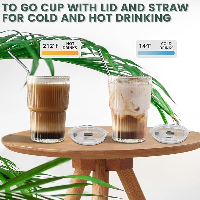 HIGIINC Iced Coffee Cups With Lids and Straws 2 Pcs, 16 OZ Unbreakable Cup - Image 6