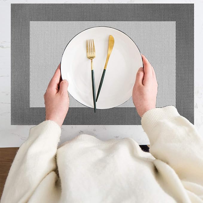 PIGCHCY Modern Elegant Placemats Set of 6 and Table Runner Washable Vinyl - Image 7