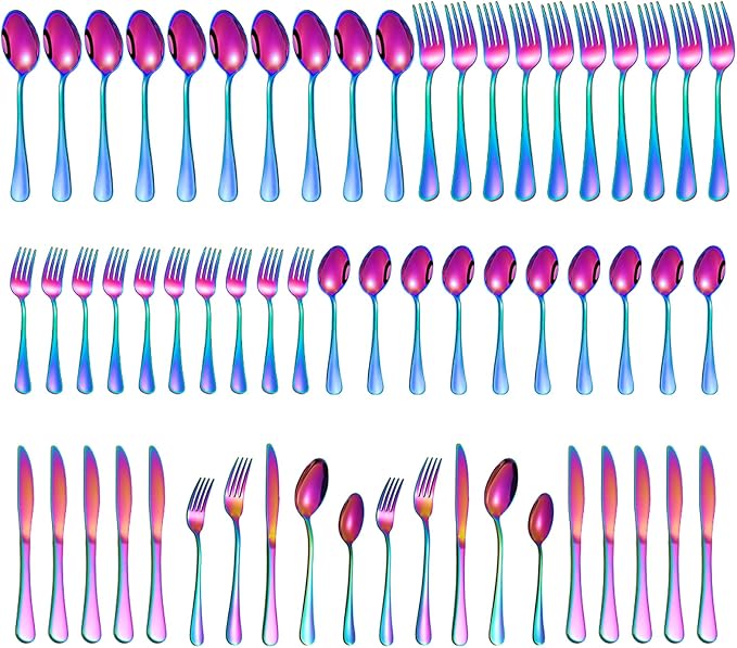 60 Pieces Rainbow Silverware set by Compralo