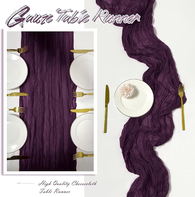 30 Pack Dark Purple Cheesecloth Table Runner 17 x 108 inch Cheese Cloth Table - Image 6
