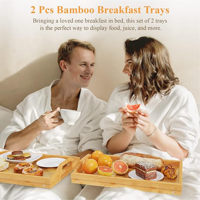 2 Pack Breakfast in Bed Tray for Eating, 16.92 x 12.6 Inch Bed Table Tray - Image 5