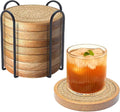 Eykao Wood Coasters for Drinks, Absorbent Coaster Sets of 8, Woven Drink by Eykao