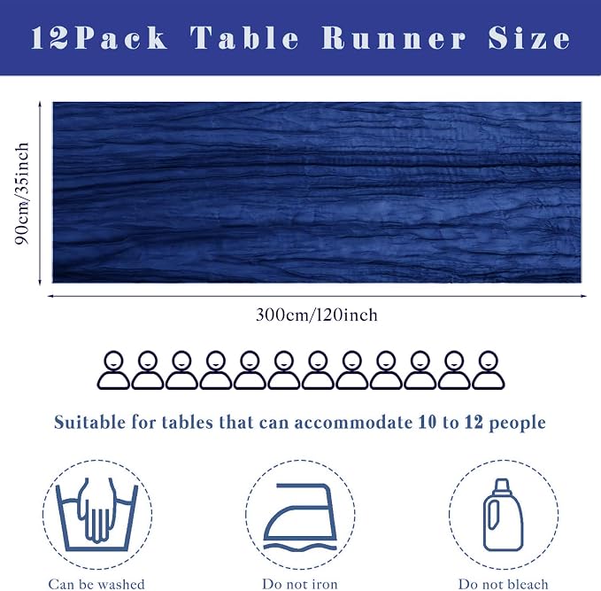 12 Pieces Royal Blue Cheesecloth Table Runner 10FT Pink Runner - Image 3