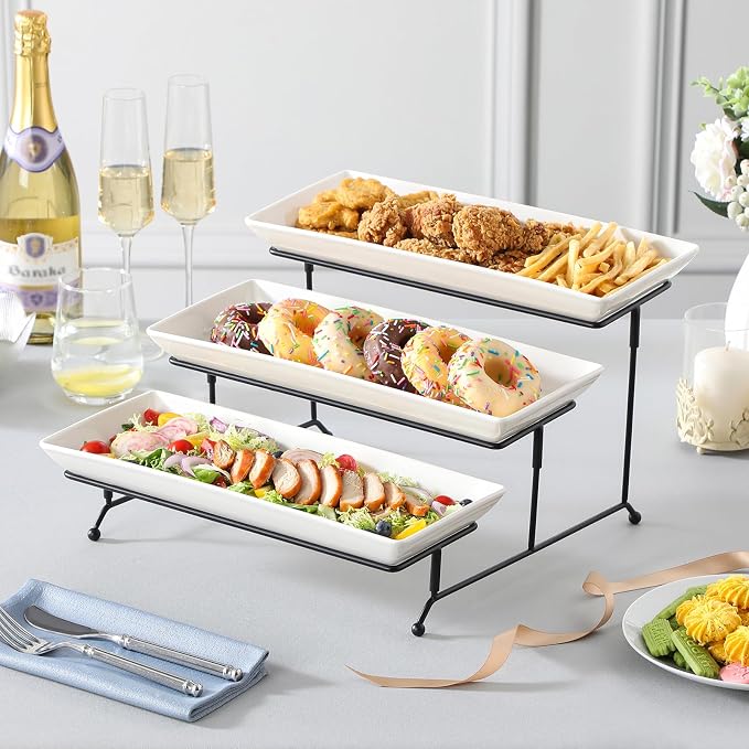 MALACASA 3 Tier Serving Trays, 14 Inch | Tiered Cupcake Stand - Image 8