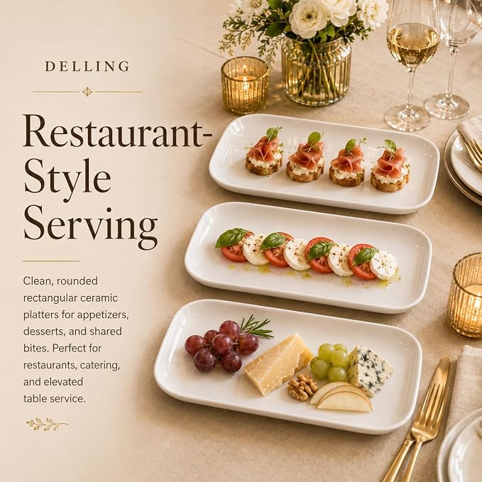 DELLING 12 Inch Serving Platter Set of 3, Porcelain Serving Trays - Image 5