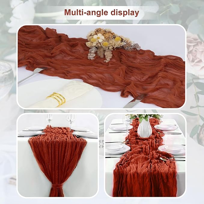 6 Pack Terracotta Christmas Cheesecloth Table Runner 35x120 Inch 10Ft Rustic - Image 5