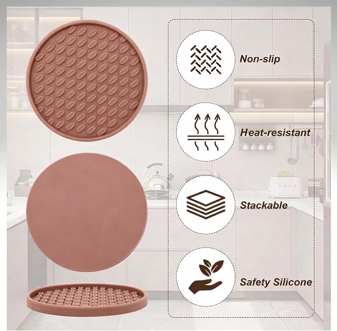 Soft, Shockproof & Safe – Unique 3‑Style Silicone Rubber Coasters Set - Image 8