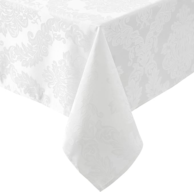 Newbridge Barcelona Luxury Damask Fabric Tablecloth, 70” x 70”, 100% Polyester - Image 9