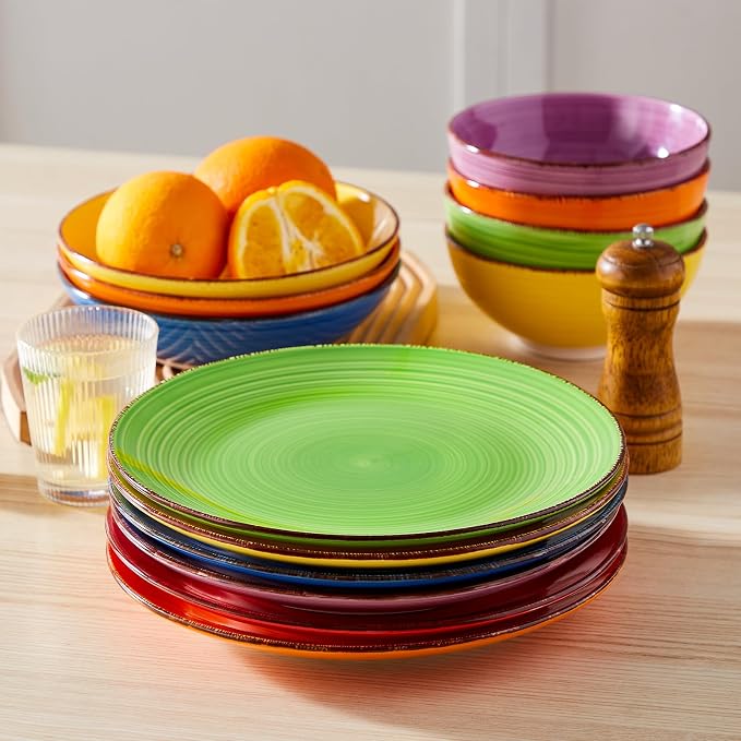 vancasso Bonita 10.5 Inch Ceramic Dinner Plates Set of 6, Warm Colors | - Image 8