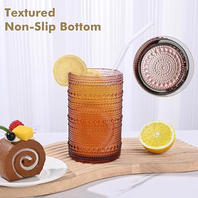 ZMOWIPDL 12oz & 15oz Hobnail Drinking Glasses, - Image 5
