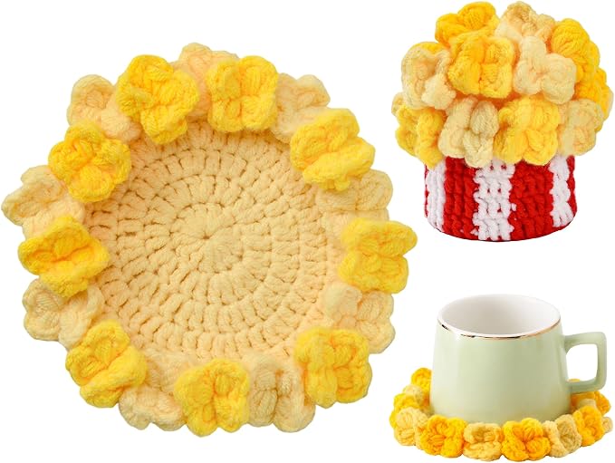 Crochet Flower Coasters, Handmade Bouquet Coasters by VaneOak
