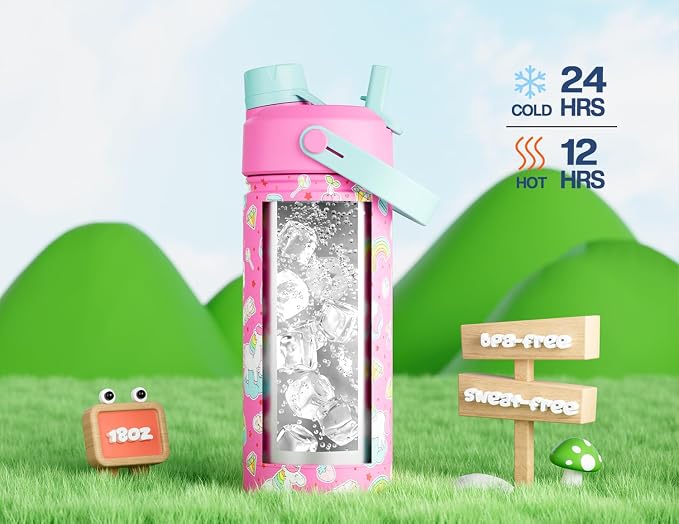 18 oz Kids Water Bottle for School: Leakproof, 2-in-1 Straw Spout Lid, Easy - Image 5