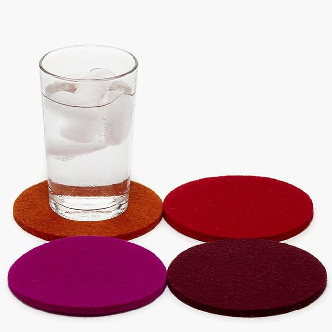 Graf Lantz - Bierfilzl Merino Wool Round Coasters Set of 4 - Bordeaux - Absorbs by GrafLantz