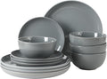 Gibson Home Rockaway 12 Piece Plates and Bowls Matte Outside/Shiny Inside Glaze by GibsonHomewares
