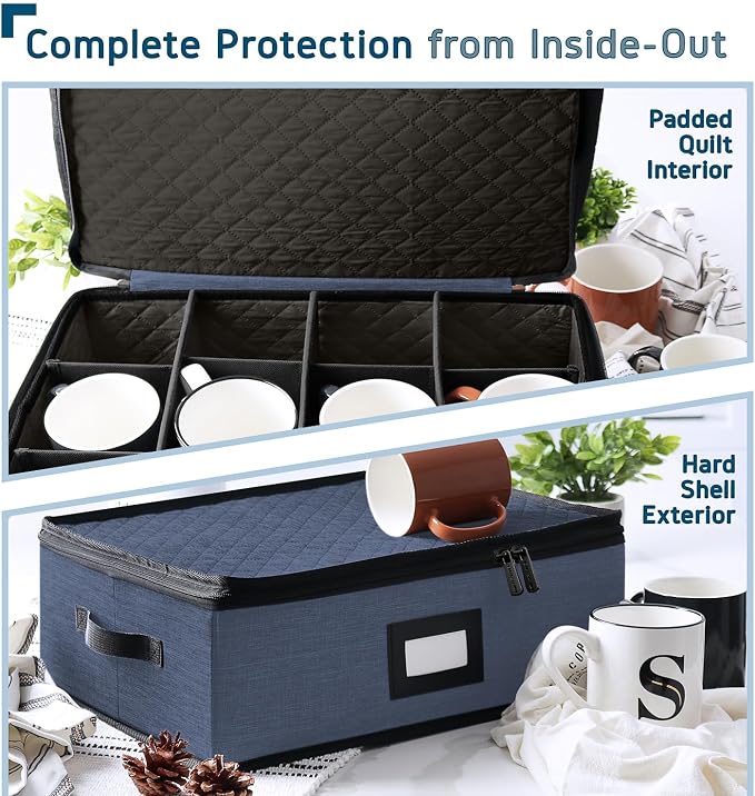 Fine China Storage Containers, 5 Piece Quilted Dish Storage Containers - Image 7