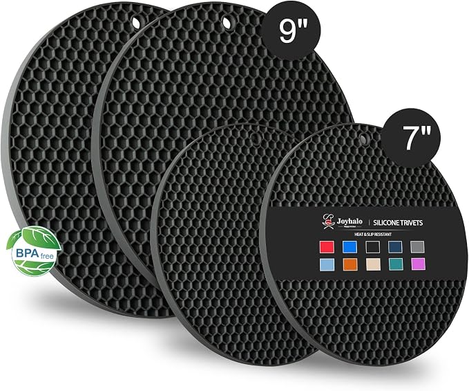 4 Pack Silicone Trivet for Hot Dishes | Heat Resistant Silicone Pot Holders for by Joyhalo