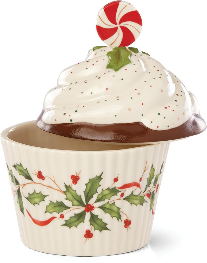 Lenox Holiday Bakeshop Cupcake Christmas Candy Jar - Image 2