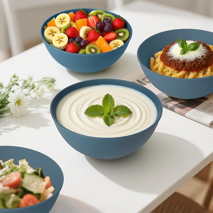 Cereal Bowls 40 OZ Set of 6, Unbreakable Lightweight Bowls Set, Microwave & - Image 3