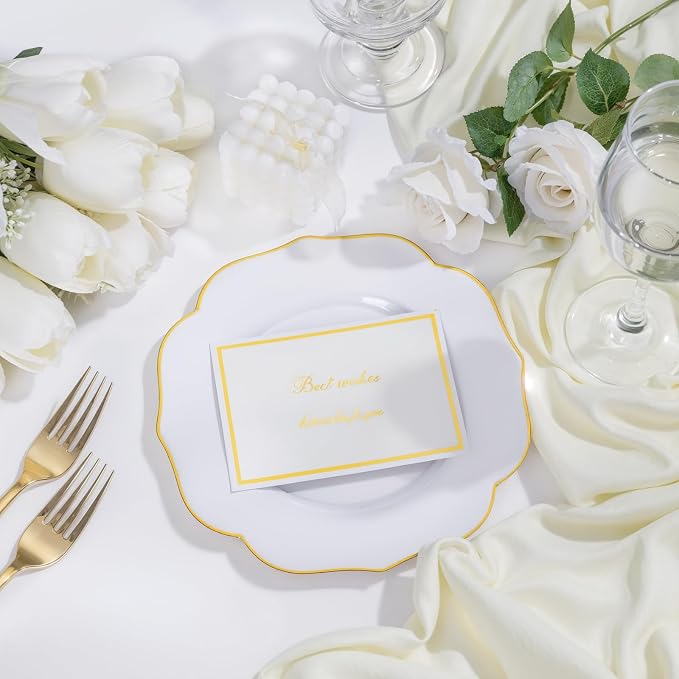 bUCLA 48Pieces Gold Plastic Dessert Plates Disposable - Image 9