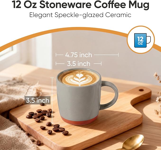 E-far Ceramic Coffee Mug Set of 6, 12oz Stoneware Coffee Cup - Image 2