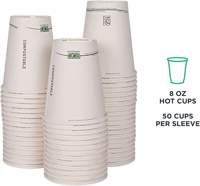 ECO PRODUCTS GreenStripe Disposable Paper Hot Cups, 8 oz, Paper To-Go Cups - Image 2