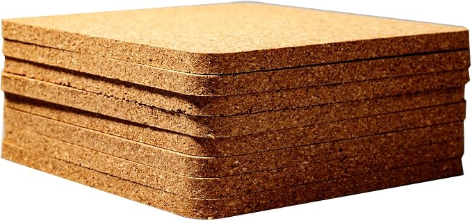 8PCS Cork Coasters for Drinks Absorbent Coaster 3.9 inch Square Simple Style - Image 4