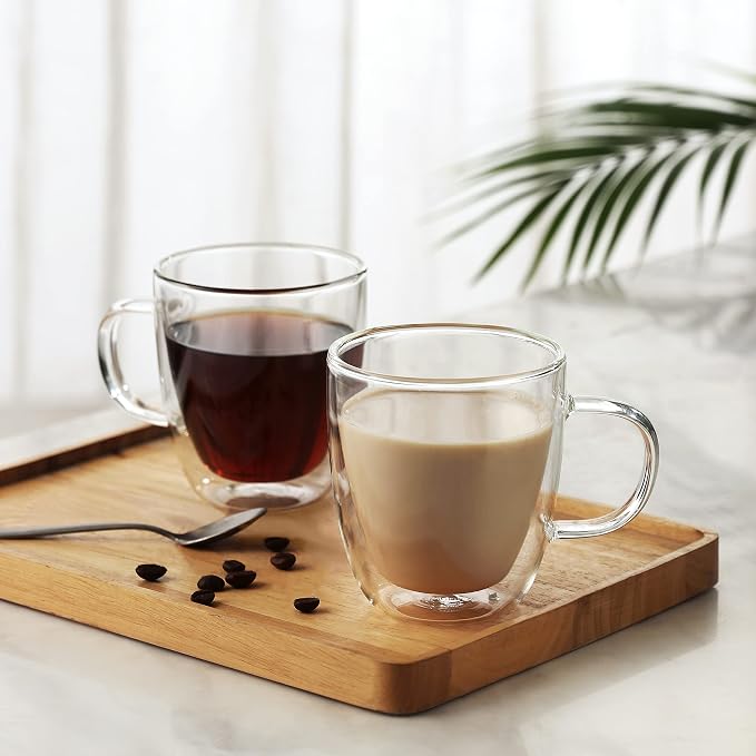 CNGLASS Insulated Espresso Glass Mugs 5.4oz/160ml, Small Clear Coffee Mugs Set - Image 6
