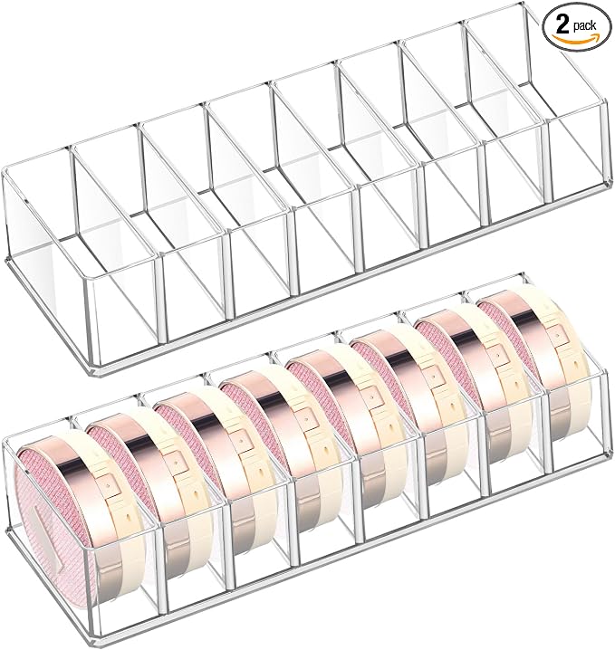 2 Pcs Acrylic Makeup Compact Organizer Detachable 8 Spaces Clear Vanity Drawer by Tuanse
