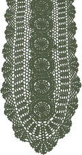 Cotton Handmade Crochet Lace Table Runner Olive Green 12x60 Inch | Oval by KEPSWET